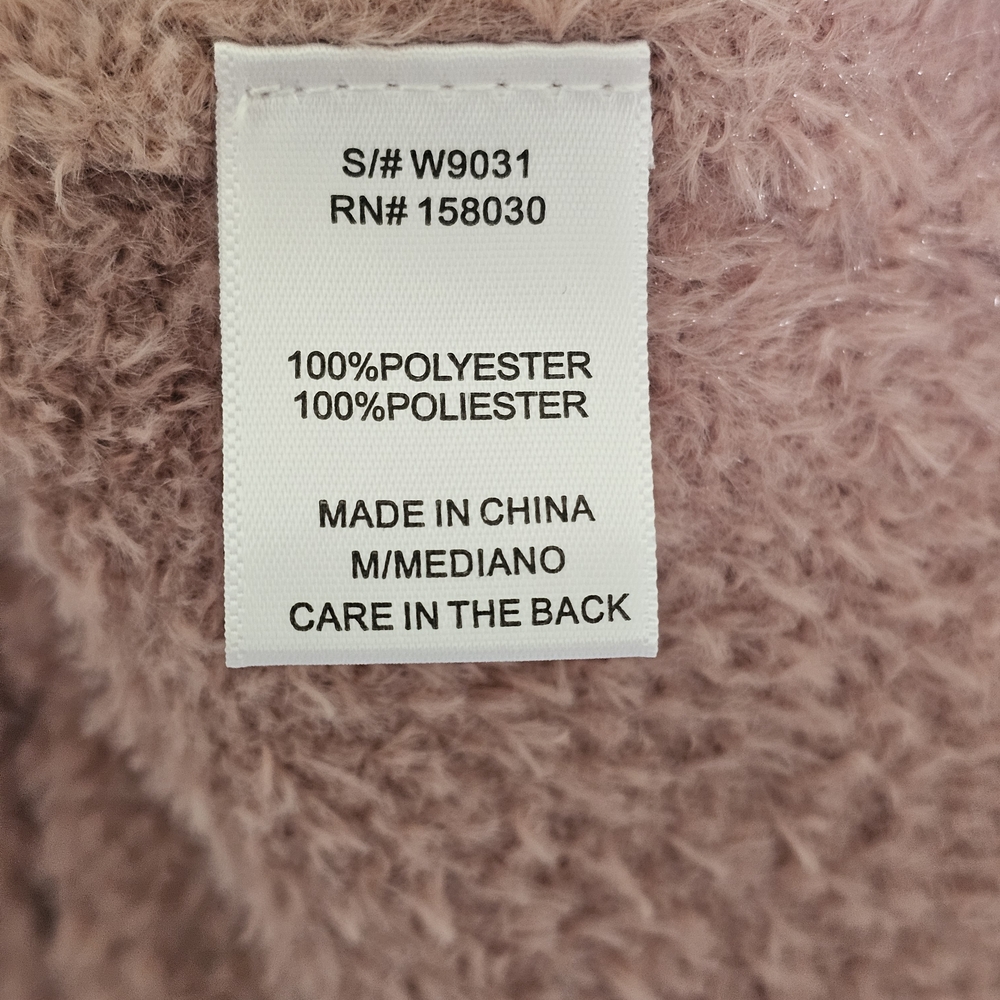 Cozy Pink Cardigan Sweater with V-Neck - Picture 4 of 5